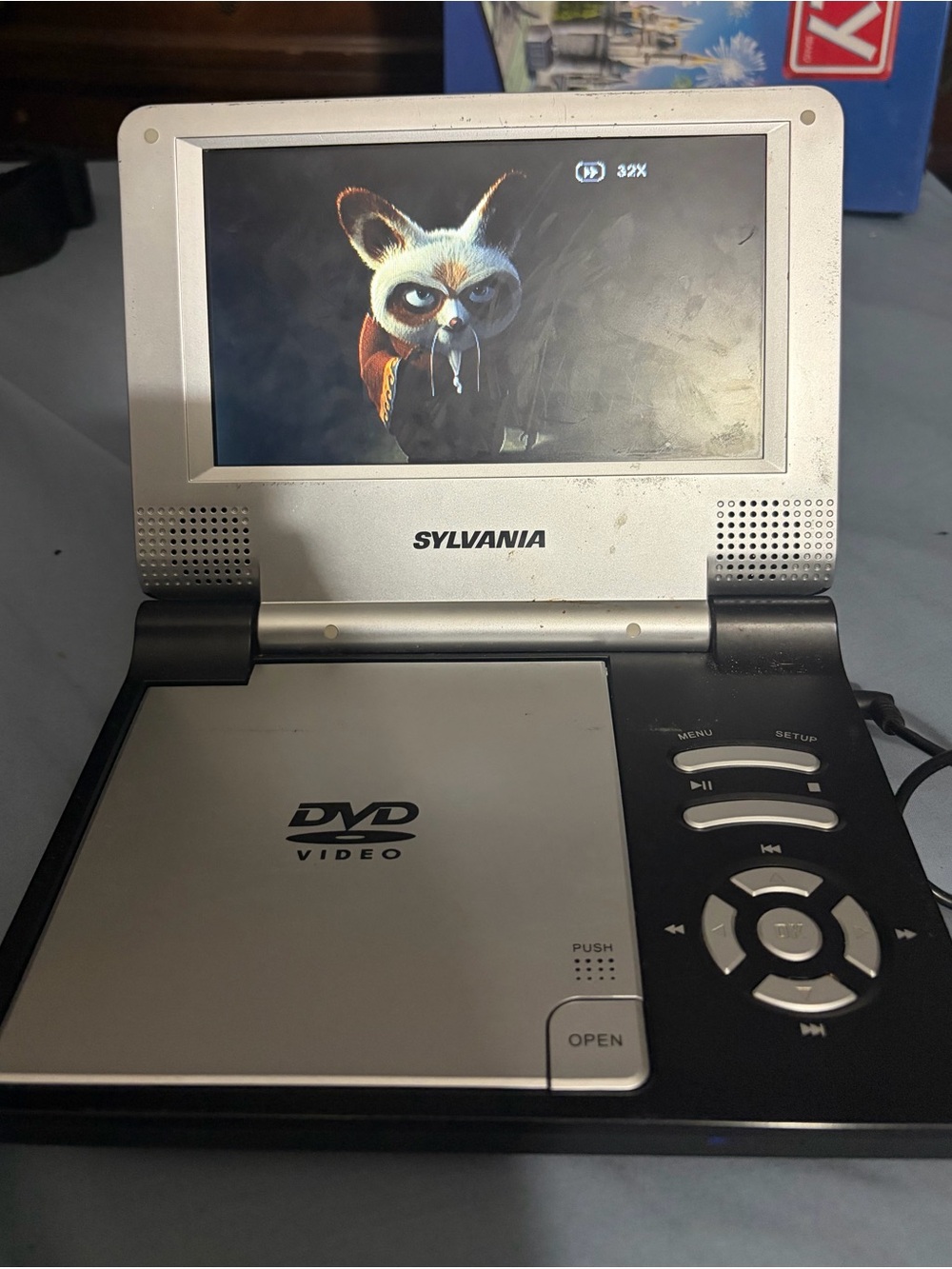 Silver Portable DVD Player - 7" Screen, Foldable